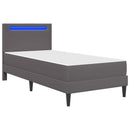 vidaXL Ágykeret LED szalagokkal fejtámlával Szürke 90 x 200 cm Műbőr