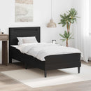 vidaXL Ágykeret LED szalagokkal fejtámlával Fekete 90 x 200 cm Műbőr