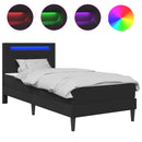 vidaXL Ágykeret LED szalagokkal fejtámlával Fekete 90 x 200 cm Műbőr