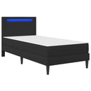 vidaXL Ágykeret LED szalagokkal fejtámlával Fekete 90 x 200 cm Műbőr