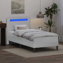 vidaXL Ágykeret LED szalagokkal fejtámlával Fehér 100 x 200 cm Műbőr