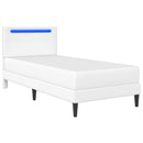 vidaXL Ágykeret LED szalagokkal fejtámlával Fehér 100 x 200 cm Műbőr