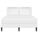 vidaXL Ágykeret LED szalagokkal fejtámlával Fehér 120 x 200 cm Műbőr