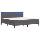 vidaXL Ágykeret LED szalagokkal fejtámlával Szürke 200 x 200 cm Műbőr