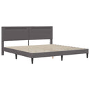 vidaXL Ágykeret LED szalagokkal fejtámlával Szürke 200 x 200 cm Műbőr