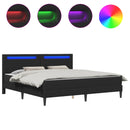 vidaXL Ágykeret LED szalagokkal fejtámlával Fekete 200 x 200 cm Műbőr