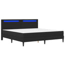 vidaXL Ágykeret LED szalagokkal fejtámlával Fekete 200 x 200 cm Műbőr