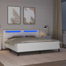 vidaXL Ágykeret LED szalagokkal fejtámlával Fehér 200 x 200 cm Műbőr