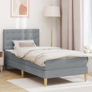 vidaXL Ágykeret matraccal fejtámlával Világosszürke 90 x 200 cm szövet
