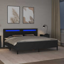 vidaXL Ágykeret LED szalagokkal fejtámlával Fekete 180 x 200 cm Műbőr