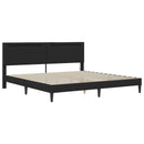 vidaXL Ágykeret LED szalagokkal fejtámlával Fekete 180 x 200 cm Műbőr
