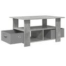 vidaXL Dohányzóasztal fiókkal Beton Szürke 77 x 55 x 42 cm Faanyag