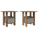 vidaXL Éjjeli asztal fiókkal 2 pcs Öreg fa 41 x 40 x 45 cm Faanyag