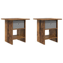 vidaXL Éjjeli asztal fiókkal 2 pcs Öreg fa 41 x 40 x 45 cm Faanyag