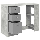 vidaXL Asztal fiókkal polcokkal Beton Szürke 100 x 40 x 75 cm Faanyag