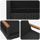 vidaXL Kerti pad párnával Fekete 107 x 61 x 80 cm polirattan