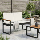 vidaXL Kerti pad Fekete és krémfehér 107 x 61 x 80 cm polirattan
