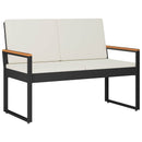 vidaXL Kerti pad Fekete és krémfehér 107 x 61 x 80 cm polirattan