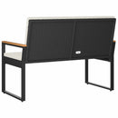 vidaXL Kerti pad Fekete és krémfehér 107 x 61 x 80 cm polirattan