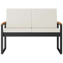 vidaXL Kerti pad Fekete és krémfehér 107 x 61 x 80 cm polirattan