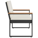 vidaXL Kerti pad Fekete és krémfehér 107 x 61 x 80 cm polirattan