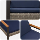 vidaXL Kerti pad Szürke és sötétkék 107 x 61 x 80 cm polirattan