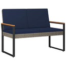 vidaXL Kerti pad Szürke és sötétkék 107 x 61 x 80 cm polirattan