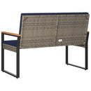 vidaXL Kerti pad Szürke és sötétkék 107 x 61 x 80 cm polirattan