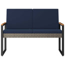 vidaXL Kerti pad Szürke és sötétkék 107 x 61 x 80 cm polirattan