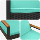 vidaXL Kerti pad párnával Fekete és Türkiz 107 x 61 x 80 cm polirattan