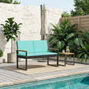 vidaXL Kerti pad párnával Fekete és Türkiz 107 x 61 x 80 cm polirattan