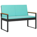 vidaXL Kerti pad párnával Fekete és Türkiz 107 x 61 x 80 cm polirattan