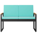 vidaXL Kerti pad párnával Fekete és Türkiz 107 x 61 x 80 cm polirattan