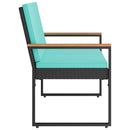 vidaXL Kerti pad párnával Fekete és Türkiz 107 x 61 x 80 cm polirattan