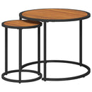 vidaXL Kávasztal Szett 2 pcs Természetes és Fekete 55 x 55 x 45 cm