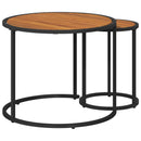 vidaXL Kávasztal Szett 2 pcs Természetes és Fekete 55 x 55 x 45 cm