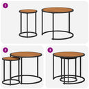 vidaXL Kávasztal Szett 2 pcs Természetes és Fekete 55 x 55 x 45 cm