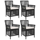 vidaXL Kültéri szék párnával 4 pcs Fekete és Krém polirattan