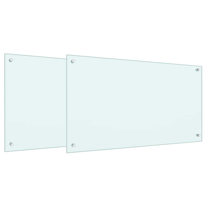 vidaXL Konyhai splashback 2 pcs Fehér 90 x 50 cm edzett üveg