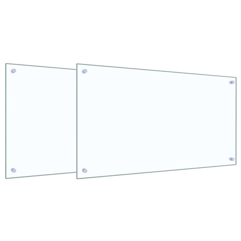 vidaXL Konyhai splashback 2 pcs Átlátszó 90 x 50 cm edzett üveg