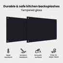 vidaXL Konyhai hátfal 2 pcs Fekete 90 x 50 cm edzett üveg