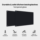 vidaXL Konyhai hátfal 2 pcs Fekete 90 x 60 cm edzett üveg