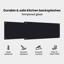 vidaXL Konyhai hátfal 2 pcs Fekete 100 x 40 cm edzett üveg