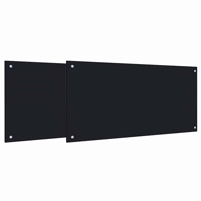 vidaXL Konyhai splashback 2 pcs Fekete 100 x 50 cm edzett üveg