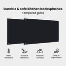 vidaXL Konyhai hátfal 2 pcs Fekete 100 x 60 cm edzett üveg