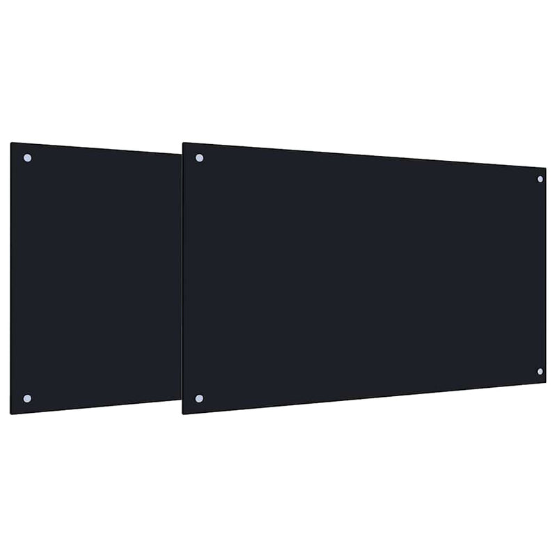 vidaXL Konyhai splashback 2 pcs Fekete 100 x 60 cm edzett üveg