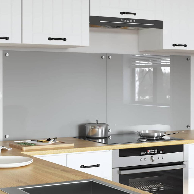 vidaXL Konyhai splashback 2 pcs Világosszürke 80 x 60 cm edzett üveg