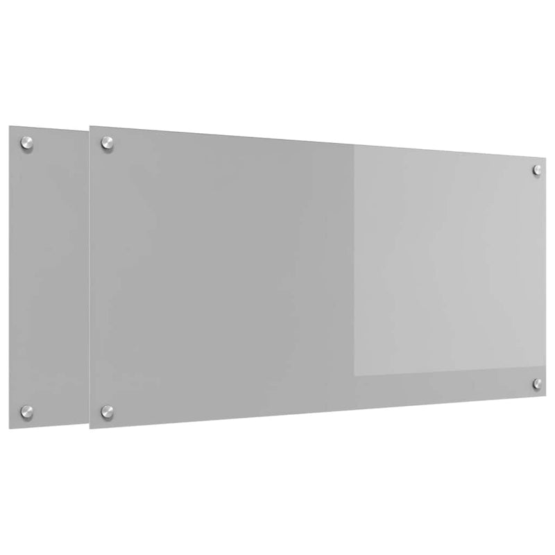 vidaXL Konyhai splashback 2 pcs Világosszürke 100 x 50 cm edzett üveg