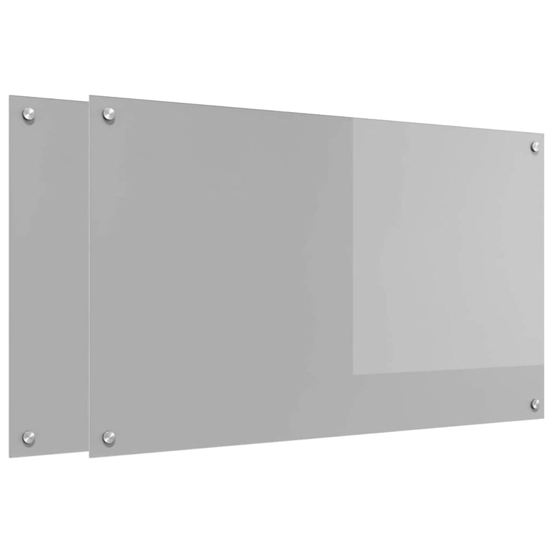 vidaXL Konyhai splashback 2 pcs Világosszürke 100 x 60 cm edzett üveg