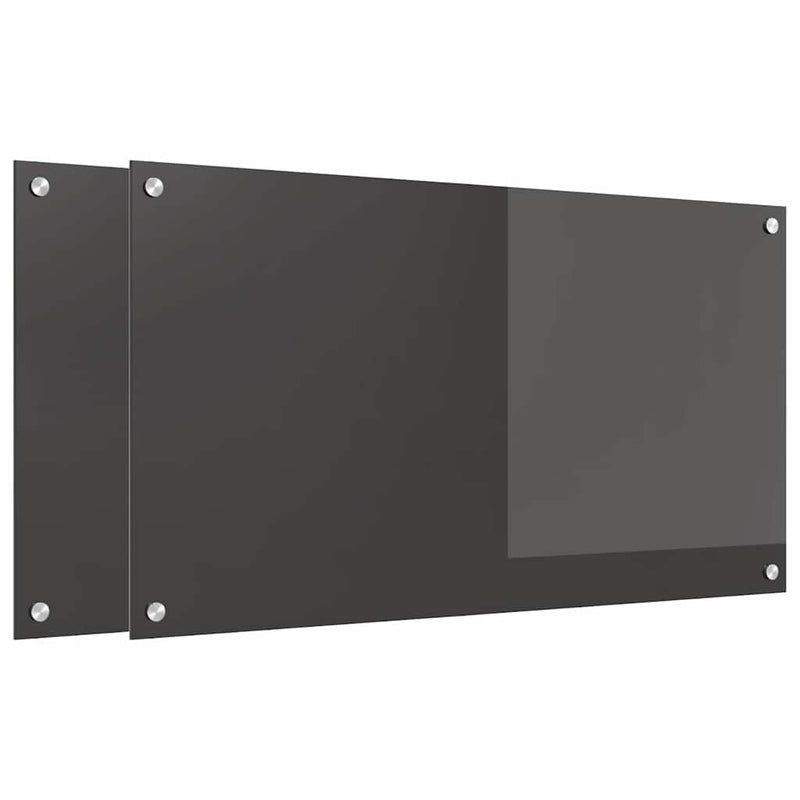 vidaXL Konyhai splashback 2 pcs Sötétszürke 90 x 50 cm edzett üveg